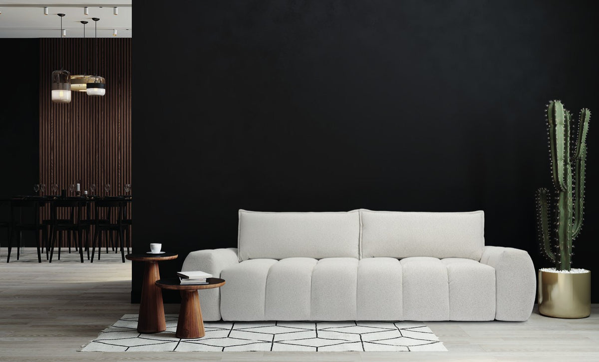 Canapé droit Bubble Function en tissu bouclé gris clair