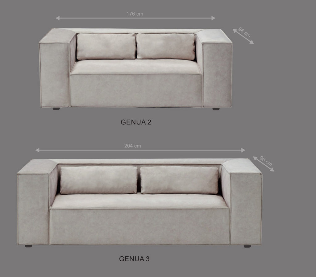 Canapé Genua 2 places (176 cm) et 3 places (204 cm), profondeur 96 cm
