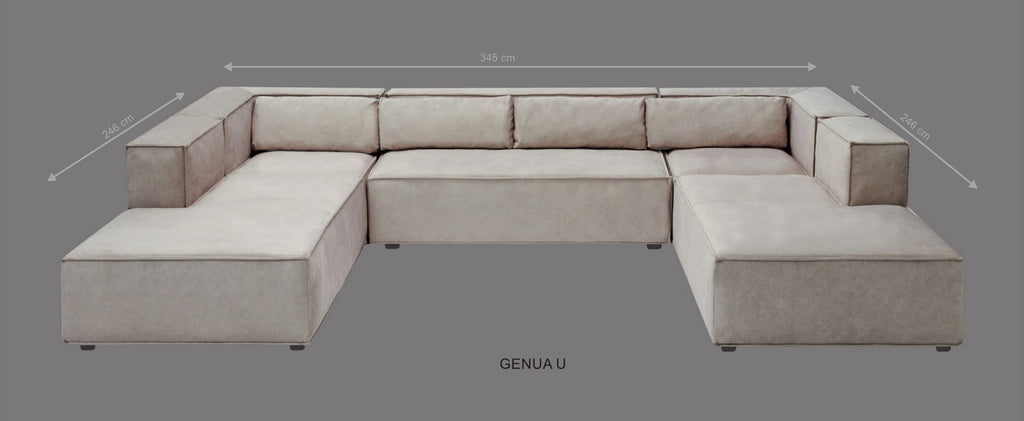 Canapé Genua en U : 345 cm de large, retours de 246 cm