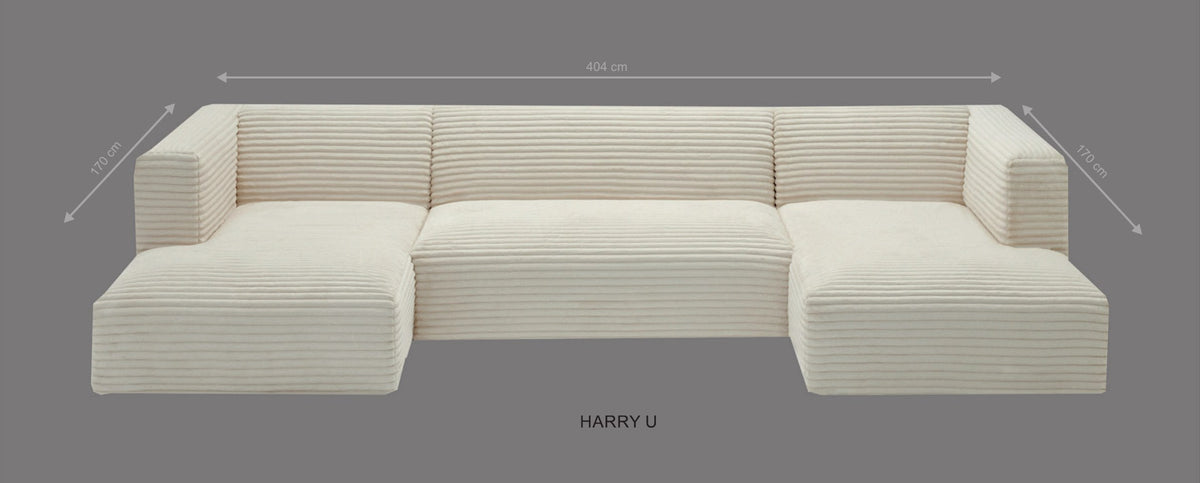 Canapé Harry en U : 404 cm de large, retours de 170 cm