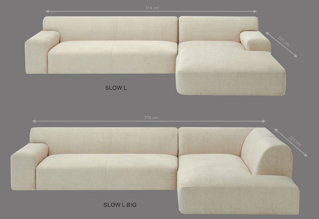 Canapé Slow en angle L (314 × 221 cm) et L Big (316 × 221 cm)