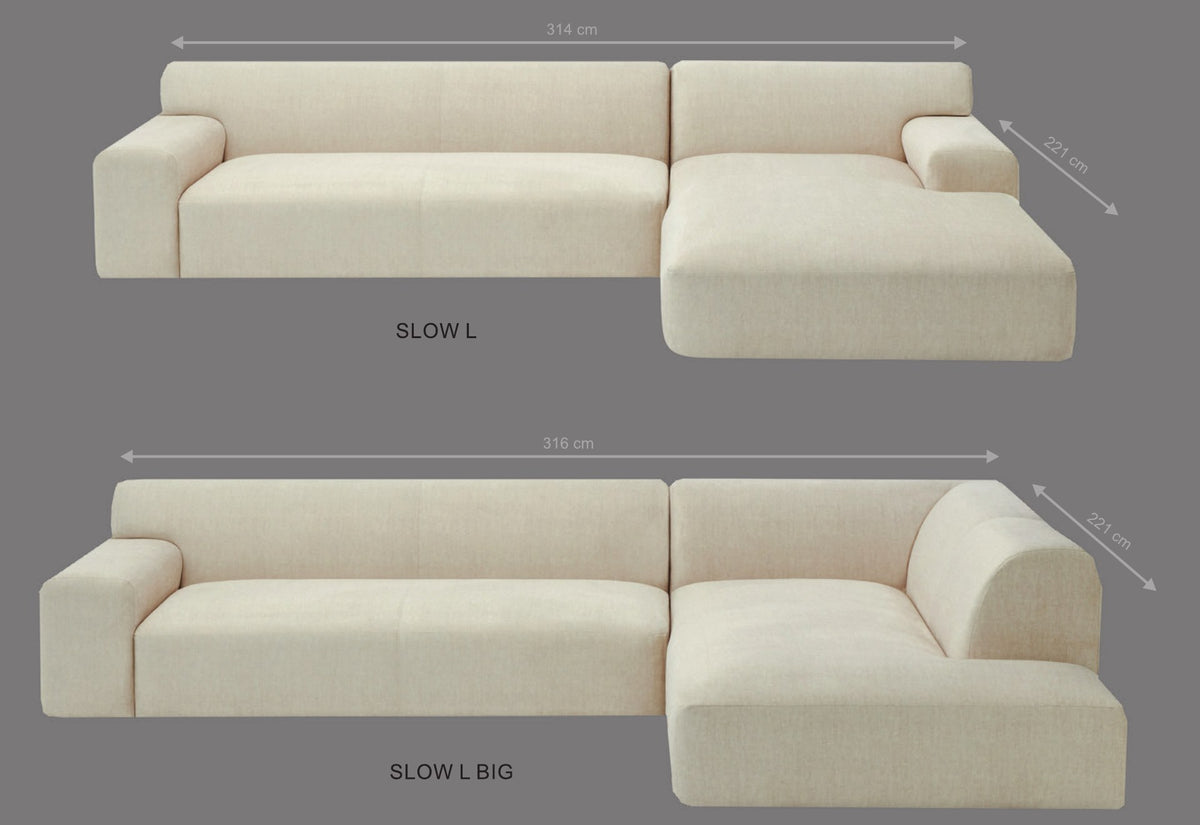 Canapé Slow en angle L (314 × 221 cm) et L Big (316 × 221 cm)
